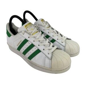 Adidas Superstar Shoes Womens Size 7 Team Colors White Green Shell Toe Sneakers